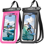 Waterproof Phone Pouch 2 Pack ([Black + Rose Red])