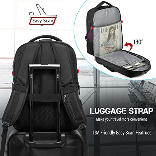Large Laptop Backpack for Men (Black&purple / 17 inch)