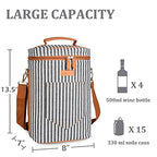 4 Bottle Wine Tote Carrier (Black Stripe / 4 Bottle-without front pocket)