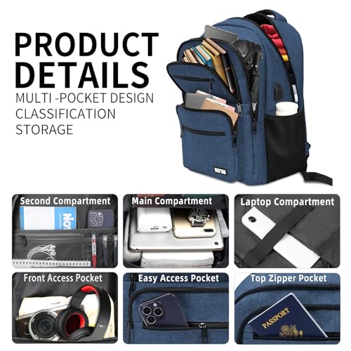 Backpack for School (C9-blue / 15.6 Inch)