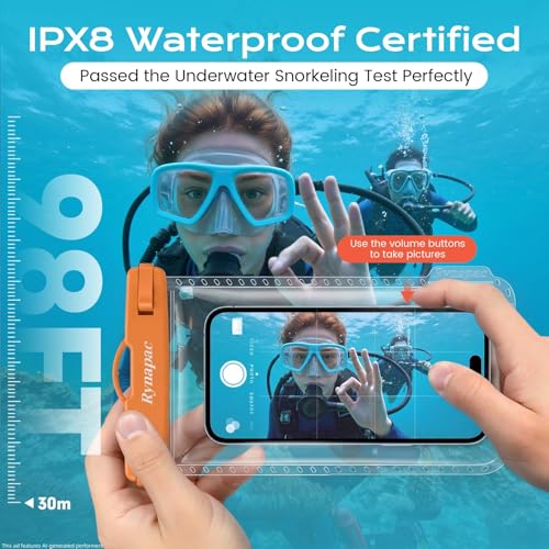 IPX8 Waterproof Phone Pouch ([Orange + Navy])