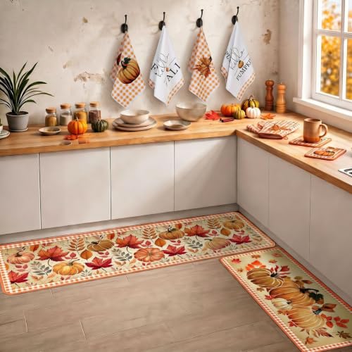10 Pcs Fall Thanksgiving Pumpkin Kitchen Decor Set (Yellow / Autumn Pumpkin)