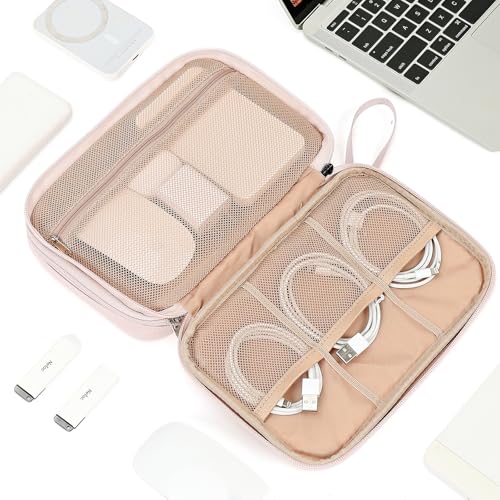 Electronics Travel Organizer Cord Case (Large / Pink)