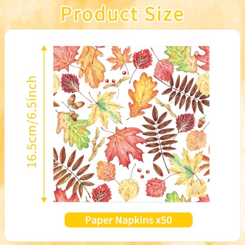 50 PCS Fall Leaves Cocktail Napkins (Maple Leaf)