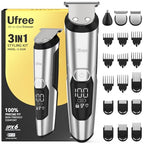 3-in-1 Beard Trimmer for Men, IPX6 Waterproof Electric Razor Shaver (Silver)