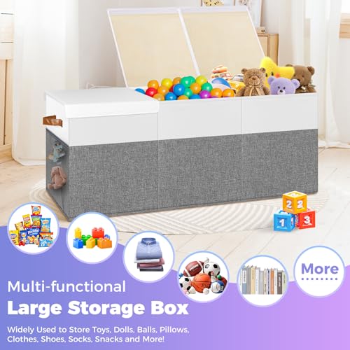 Extra Large Toy Box (Extra Large Gray & White)