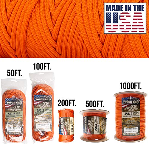 550 Paracord 100% Nylon (Neon Orange / 100 Ft.)