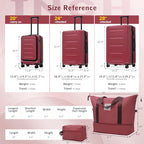 Luggage Sets 5 Piece Front Open (3-piece Set(20/24/28) / Red(20 top-open))