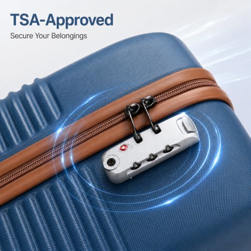 Carry On Luggage 22x14x9 Airline Approved Suitcase with Wheels (Dark Blue / 3 Piece Sets (20/BP/TB))