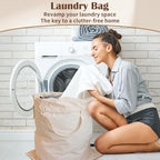 Cotton Canvas Laundry Bag with Handles & Drawstring (Natural / XL 33"W x 35"H┃1 Pack)