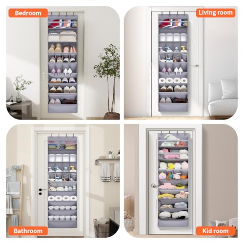 1 Pack Over The Door Shoe Organizer (GREY / 25+ Pairs)