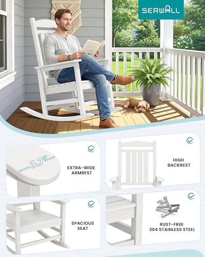 Outdoor Rocking Chair Set of 6 (White / 6 Packs)