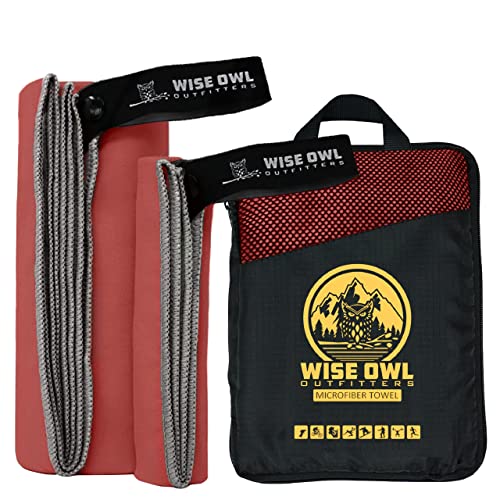 Microfiber Camping Towel (Red / X-Large (30x60) + Washcloth (12x24))