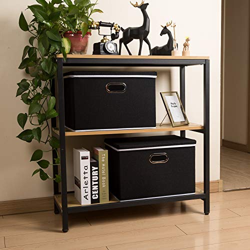 Large Foldable Storage Box with Lid [1 (Black / L(1-Pack))