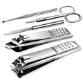 Manicure Pedicure Kit Nail Clippers Set Fingernails & Toenails Vibrissac Scissor 5 Pieces Best Care Tools for Man & Women with Travel Case (Primary Color of Stainless Steel 5 Pieces)