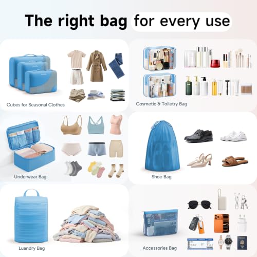 Packing Cubes for Travel (20 Azure Blue)
