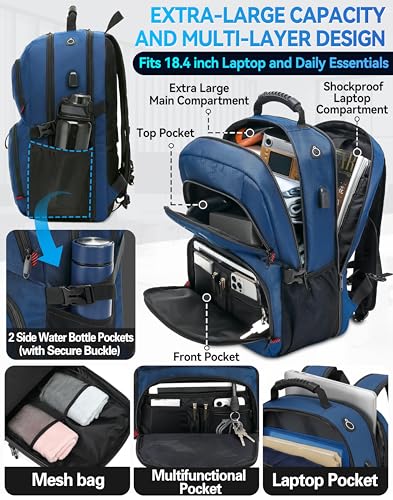 Travel Backpack (18.4 Inch / Blue)