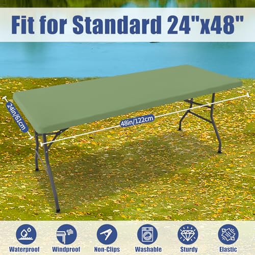 2 Pack Rectangle Spandex Fitted Table Cloth (Sage Green / 48" x 24" (Rectangular))