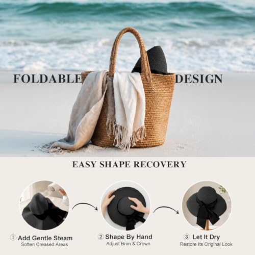 Women's Beach Straw Hat (Medium / Black)