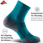 Unisex Cushioned Compression Sport Quarter Socks (Large / 4-pairs (Aqua-green2, Royal-blue2))