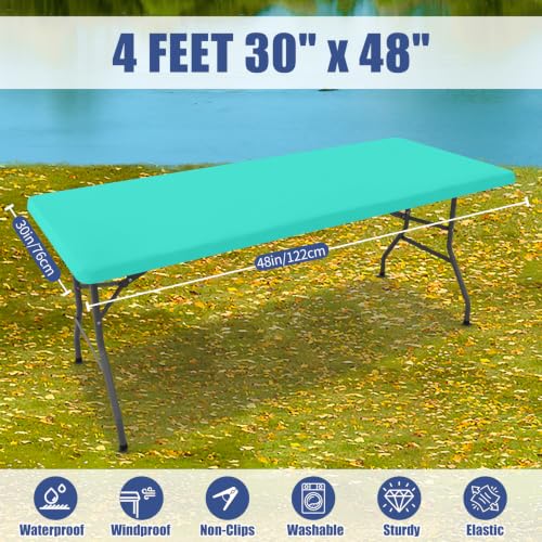 2 Pack Rectangle Spandex Fitted Table Cloth (Aqua Blue / 48" x 30" (Rectangular))