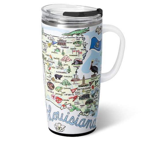 22oz Insulated Travel Mug with Handle & Lid (Louisiana / 22 Ounces)