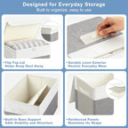Large 17" 42 Quarts Collapsible Stackable Storage Bins with Lids [3 (Gray & White / Large - 3 Pack)