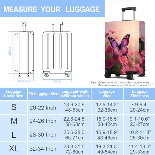 Pink Butterfly Luggage Cover Washable Suitcase Protector Anti (Pink butterfly / XL(32-34inch suitcase))