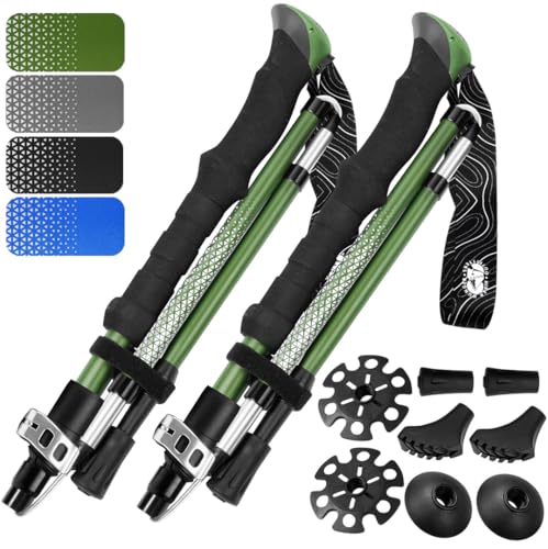 Premium Foldable Hiking Poles by USA Brand (EVA Foam - Green / 100-120 cm for Height: 5'9" and smaller)