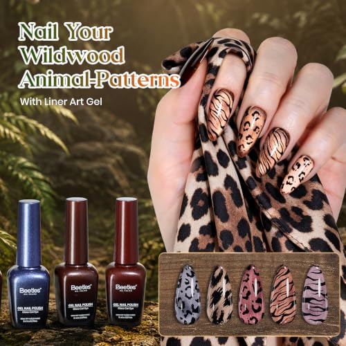 Beetles Cat Eye Glitter Gel Nail Polish Set (A - Brown Black Gold | Wildwood Leopard)