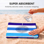 2 Pack Microfiber Beach Towels Oversized 71x32 Blue Striped (2 Pack Blue Navy Multi / X-Large (32x71 inches))
