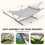 Double Hammock with Stand 500lbs Heavy Duty Outdoor Two Person Gray (Dark Grey)