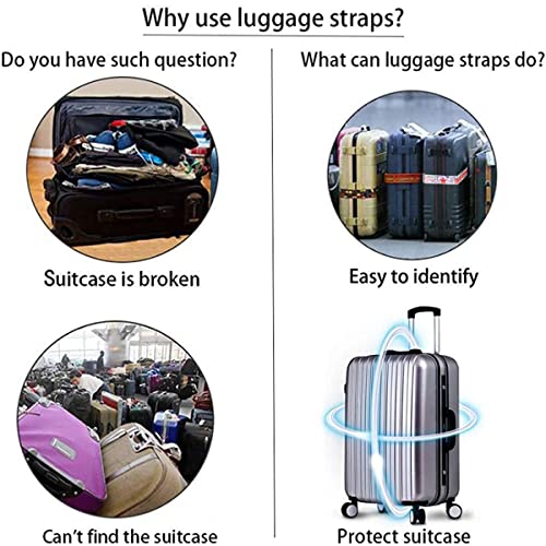 4 Pack Luggage Straps for Suitcases Adjustable Luggage Belt Suitcase Strap Travel Bag Accessories (Journey(4 PACK))
