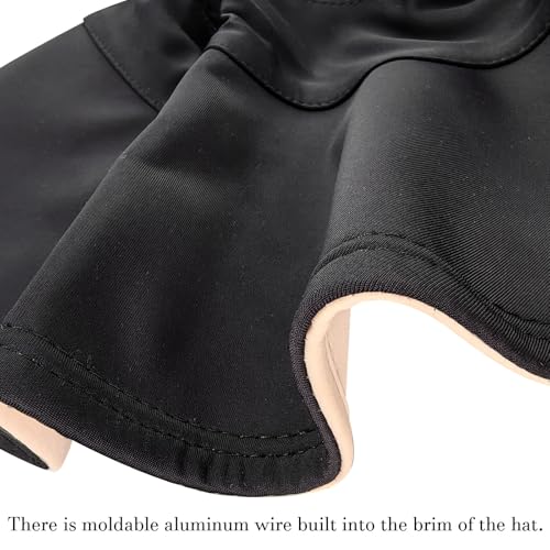 Sun Hats for Womens Wide Brim UV Protection Fishing Hats Packable Reversible Hollow Top Sun Hat for Women Hat for Ponytail Black (Black)