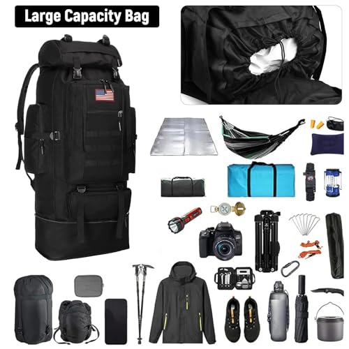 100L Hiking Backpack for Men (100l Black - Expandable / Hiking Backpack 3077)