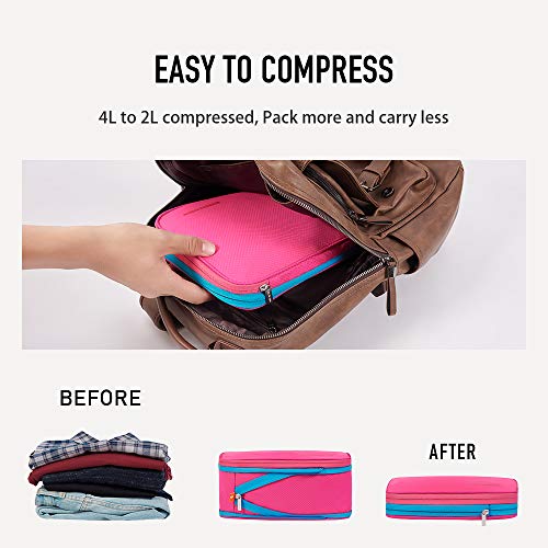 Compression Packing Cube 4L Waterproof Travel Organizer (Gray Red / 4L)