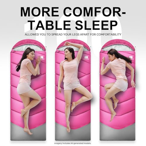 Cold Weather Sleeping Bags for Adults (Pink-5.3lb)