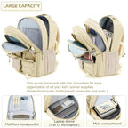 Water Resistant Backpack with Mulitiple Pockets for School Travel Outdoor College (Beige)