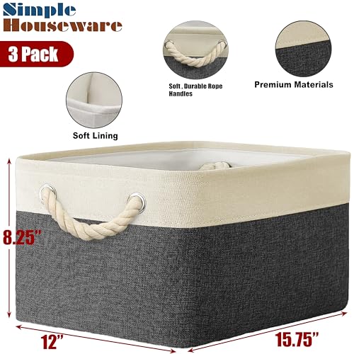 15.7" x 12" Wide & Low Fabric Storage Bin (Dark Gray / Wide & Low - 15.75" x 12" x 8.25")