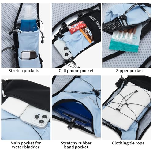 Lightweight Hydration Backpack Running Vest with 1.5L Water Bag（Light Blue (Light blue / Standard)