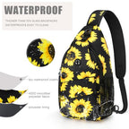 Crossbody Bags for Women Men Trendy Sling Bag Backpack Chest Bag (Large / Sunflower)