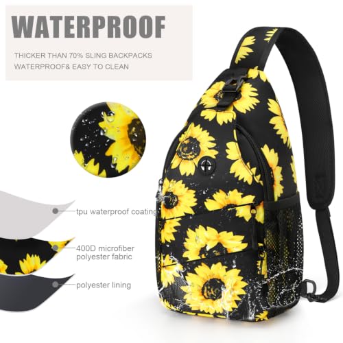Crossbody Bags for Women Men Trendy Sling Bag Backpack Chest Bag (Large / Sunflower)