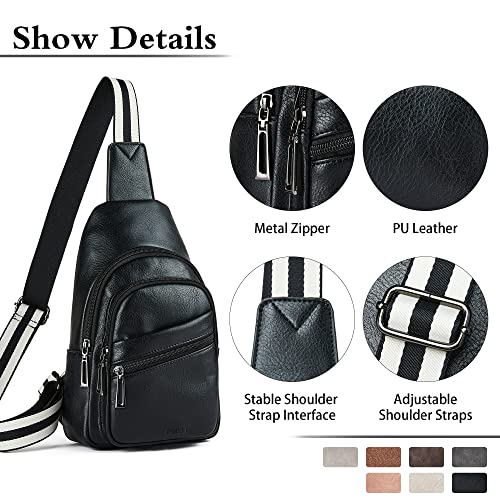 Sling Bag Crossbody Bags for Women Small Cross Body Bag Fanny Packs Chest Sling Purse for Daily Travel Leisure Sport (3-1 Black)