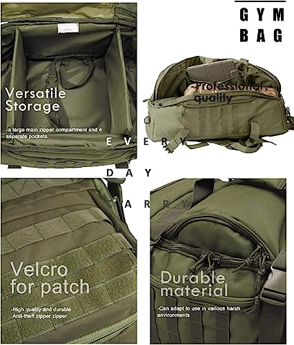 3 In 1 Tactical 85L Military Backpack Travel Duffle Bag for Weekender Gym Workout Deployment (Large (85L) / Green)