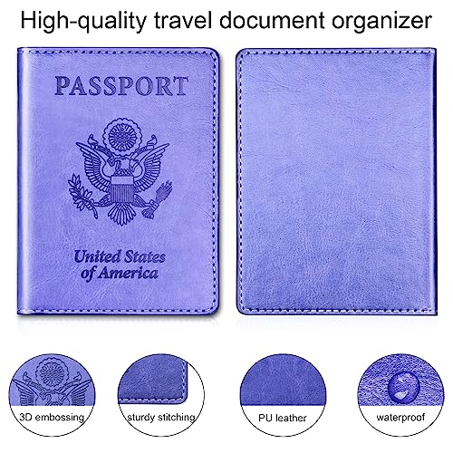 Passport Holder for Travel Cruise Essentials 2 Pcs (A-a-bright pink & purple / Minimalist)