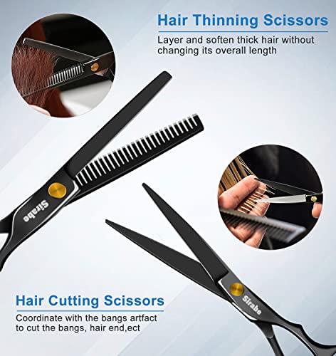 10 PCS Hair Cutting Scissors Set (Black / 10 Piece Set)