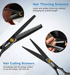 10 PCS Hair Cutting Scissors Set (Black / 10 Piece Set)