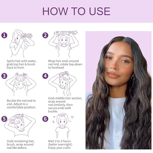 Heatless Curls Overnight Hair Curlers (Khaki(Pack of 4))