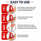 Portable Door Stopper Door Lock for Travel Anti Theft Door Blocker (Red)