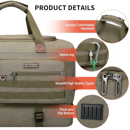 Duffle Bag for Men 60L Travel Canvas Weekender with Toiletry Bag (Army Green)